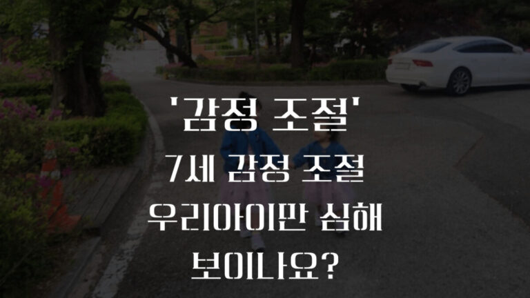 7세 감정 조절,”왜 우리 애만 유독 심할까?” 태권도 관장의 해결책